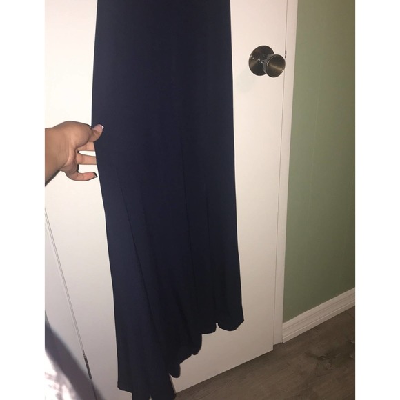 Formal beaded accent navy blue Dress - Picture 3 of 10